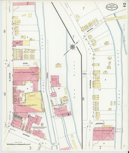 Sanborn Fire Insurance Map from Danville, Independent Cities, Virginia (1910), Sheet #0002 - Historic Sanborn Fire Insurance Map Print, vintage old map wall art, antique decor, genealogy gift, Virginia Virginia map