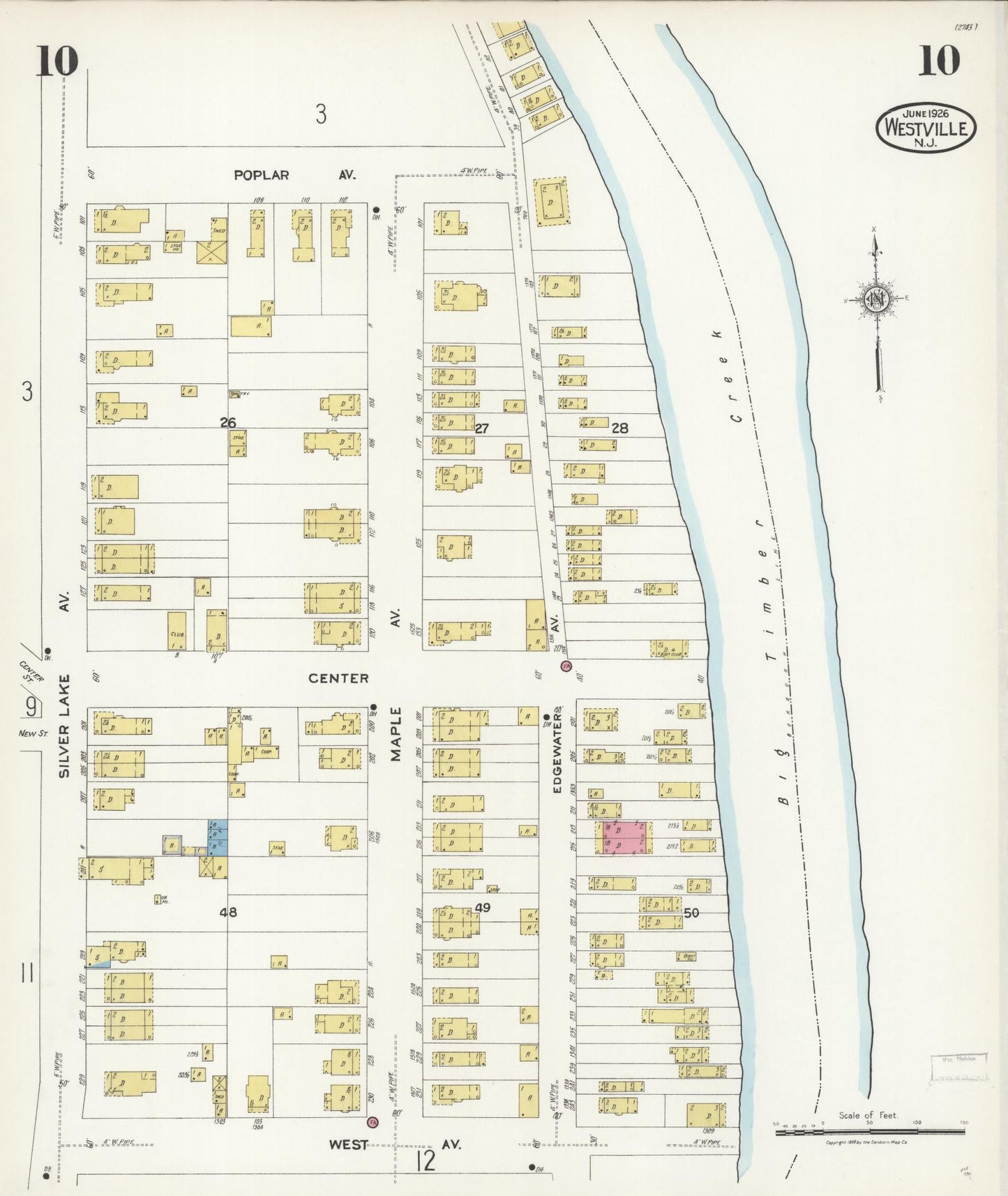 Sanborn Fire Insurance Map from Westville, Gloucester County, New Jersey (1926), Sheet #0010 - Complete Map Set gallery image, historic Sanborn map, vintage wall art, New Jersey New Jersey