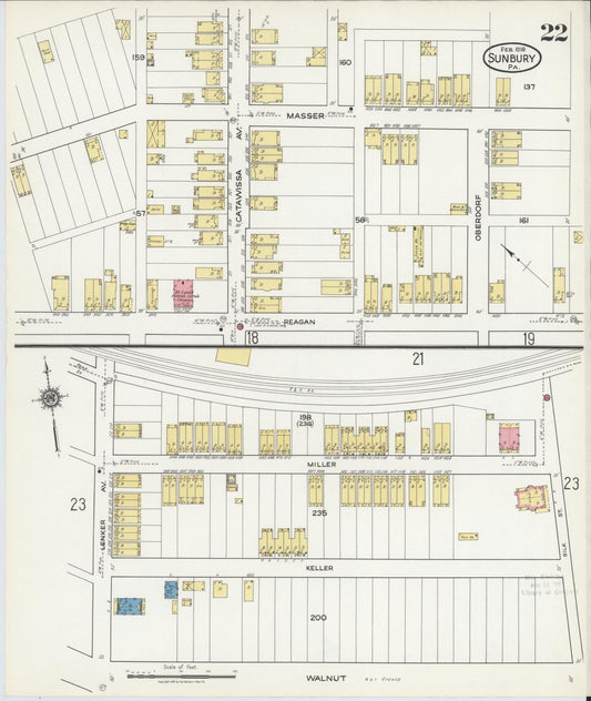 Sanborn Fire Insurance Map from Sunbury, Northumberland County, Pennsylvania (1918), Sheet #0022 - Historic Sanborn Fire Insurance Map Print, vintage old map wall art, antique decor, genealogy gift, Pennsylvania Pennsylvania map