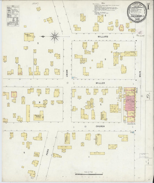 Sanborn Fire Insurance Map from Sherman, Chautauqua County, New York (1897), Sheet #0001 - Complete Map Set gallery image, historic Sanborn map, vintage wall art, New York New York