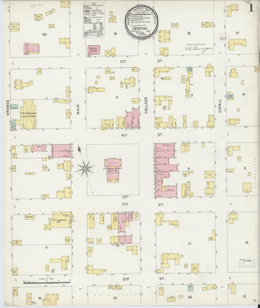 Sanborn Fire Insurance Map from Newton, Catawba County, North Carolina (1896), Sheet #0001 - Historic Sanborn Fire Insurance Map Print, vintage old map wall art, antique decor, genealogy gift, North Carolina North Carolina map