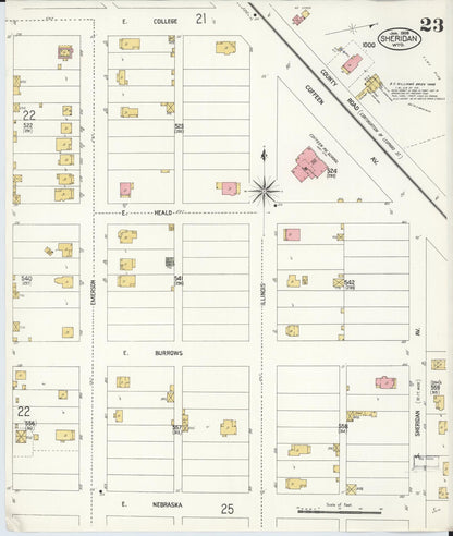 Sanborn Fire Insurance Map from Sheridan, Sheridan County, Wyoming (1908), Sheet #0023 - Complete Map Set gallery image, historic Sanborn map, vintage wall art, Wyoming Wyoming