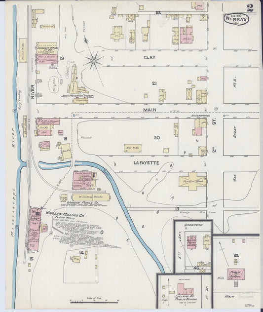 Sanborn Fire Insurance Map from Warsaw, Hancock County, Illinois (1890), Sheet #0002 - Historic Sanborn Fire Insurance Map Print, vintage old map wall art, antique decor, genealogy gift, Illinois Illinois map