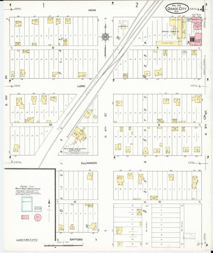 Sanborn Fire Insurance Map from Osage City, Osage County, Kansas (1912), Sheet #0004 - Complete Map Set gallery image, historic Sanborn map, vintage wall art, Kansas Kansas