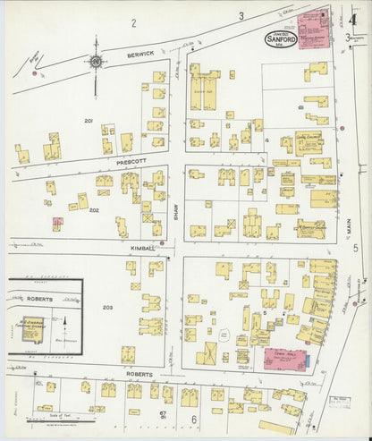 Sanborn Fire Insurance Map from Sanford, York County, Maine (1921), Sheet #0004 - Complete Map Set gallery image, historic Sanborn map, vintage wall art, Maine Maine
