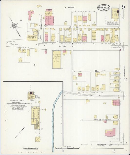 Sanborn Fire Insurance Map from Maysville, Mason County, Kentucky (1914), Sheet #0009 - Historic Sanborn Fire Insurance Map Print, vintage old map wall art, antique decor, genealogy gift, Kentucky Kentucky map