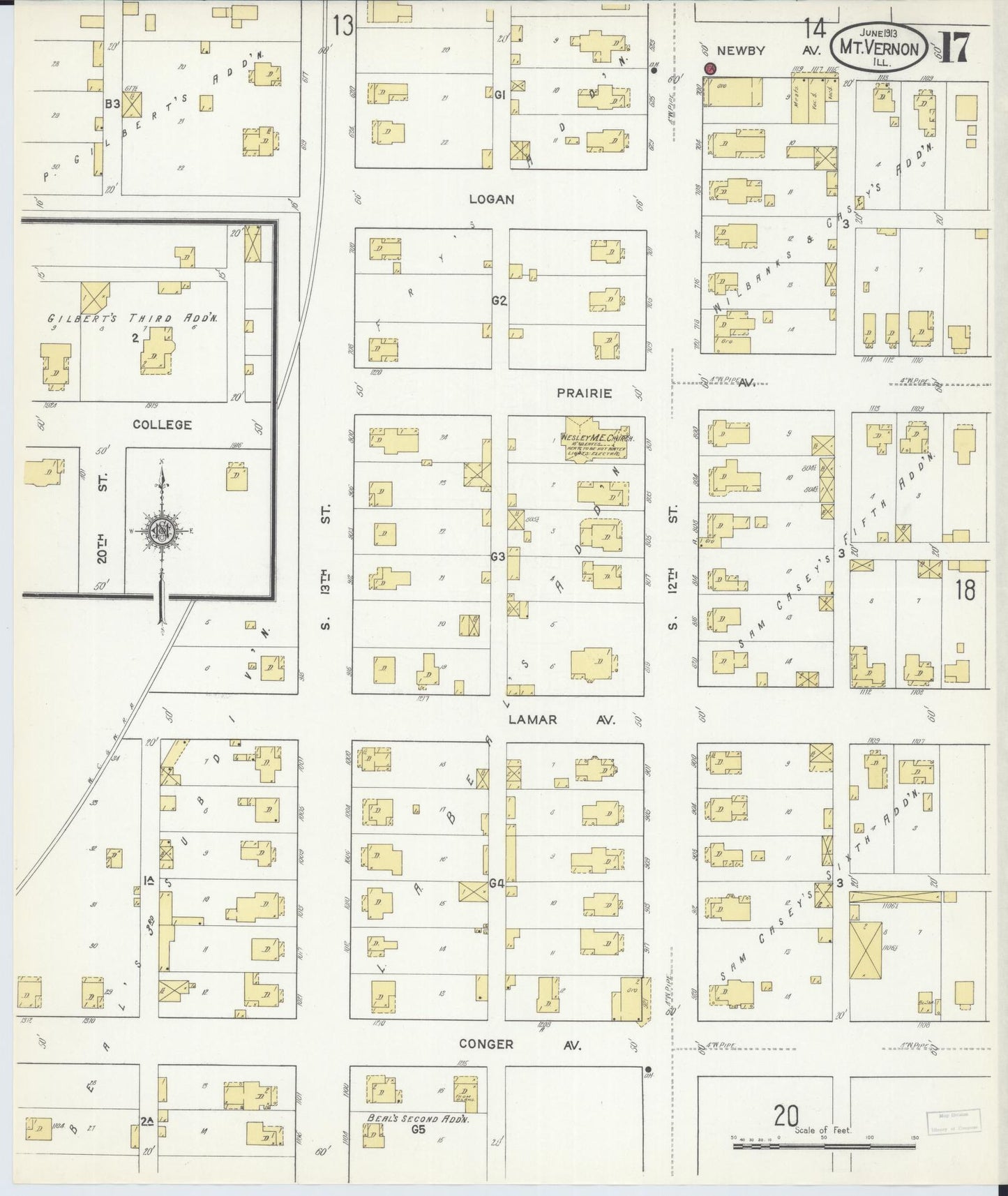 Sanborn Fire Insurance Map from Mount Vernon, Jefferson County, Illinois (1913), Sheet #0017 - Complete Map Set gallery image, historic Sanborn map, vintage wall art, Illinois Illinois