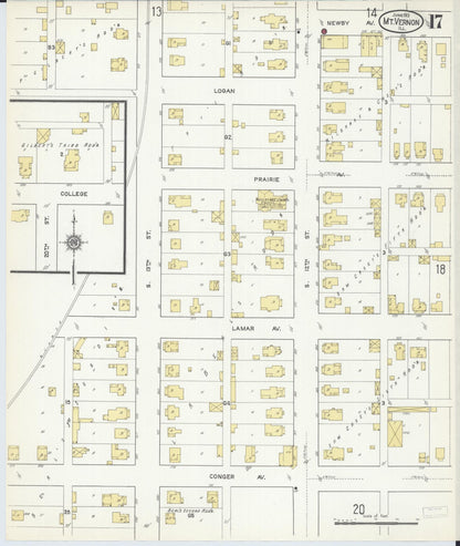 Sanborn Fire Insurance Map from Mount Vernon, Jefferson County, Illinois (1913), Sheet #0017 - Complete Map Set gallery image, historic Sanborn map, vintage wall art, Illinois Illinois