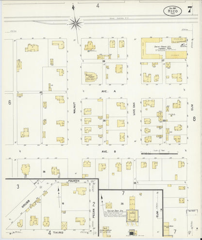 Sanborn Fire Insurance Map from Hico, Hamilton County, Texas (1907), Sheet #0007 - Complete Map Set gallery image, historic Sanborn map, vintage wall art, Texas Texas