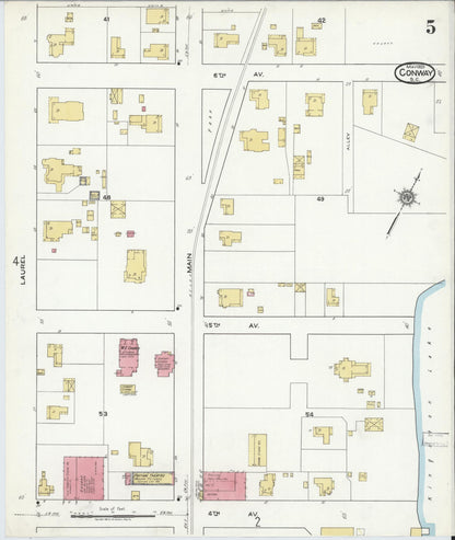 Sanborn Fire Insurance Map from Conway, Horry County, South Carolina (1920), Sheet #0005 - Complete Map Set gallery image, historic Sanborn map, vintage wall art, South Carolina South Carolina