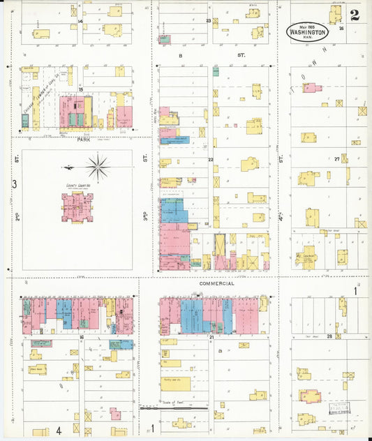 Sanborn Fire Insurance Map from Washington, Washington County, Kansas (1905), Sheet #0002 - Historic Sanborn Fire Insurance Map Print, vintage old map wall art, antique decor, genealogy gift, Sanborn Fire Insurance Map from Washington Washington map