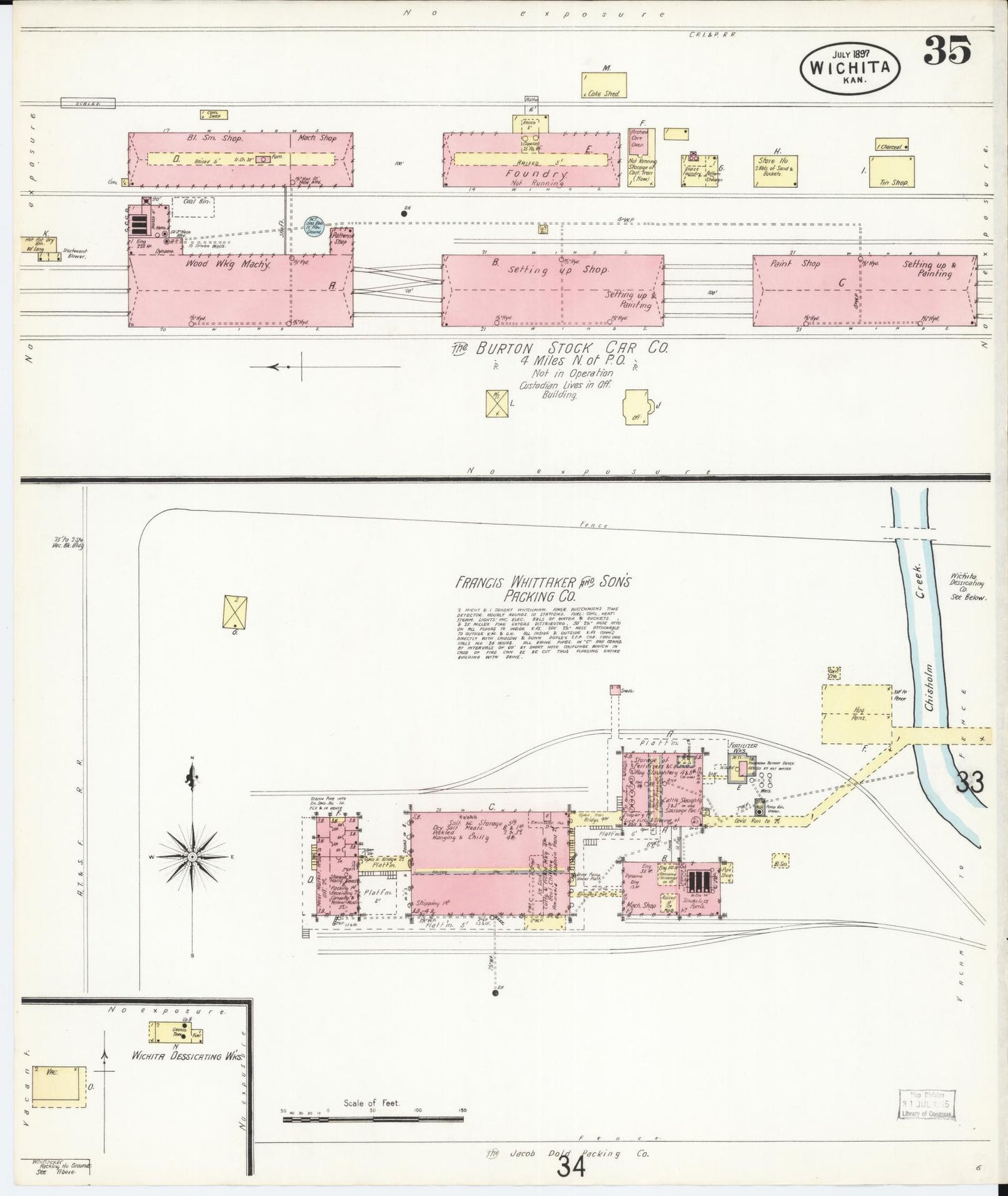 Sanborn Fire Insurance Map from Wichita, Sedgwick County, Kansas (1897), Sheet #0035 - Complete Map Set gallery image, historic Sanborn map, vintage wall art, Kansas Kansas