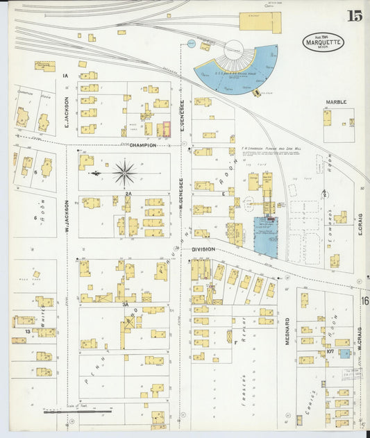 Sanborn Fire Insurance Map from Marquette, Marquette County, Michigan (1904), Sheet #0015 - Historic Sanborn Fire Insurance Map Print, vintage old map wall art, antique decor, genealogy gift, Michigan Michigan map