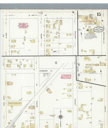 Sanborn Fire Insurance Map from Vineland, Cumberland County, New Jersey (1912), Sheet #0015 - Complete Map Set gallery image, historic Sanborn map, vintage wall art, New Jersey New Jersey