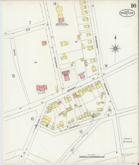 Sanborn Fire Insurance Map from Tarrytown, Westchester County, New York (1898), Sheet #0016 - Historic Sanborn Fire Insurance Map Print, vintage old map wall art, antique decor, genealogy gift, New York New York map