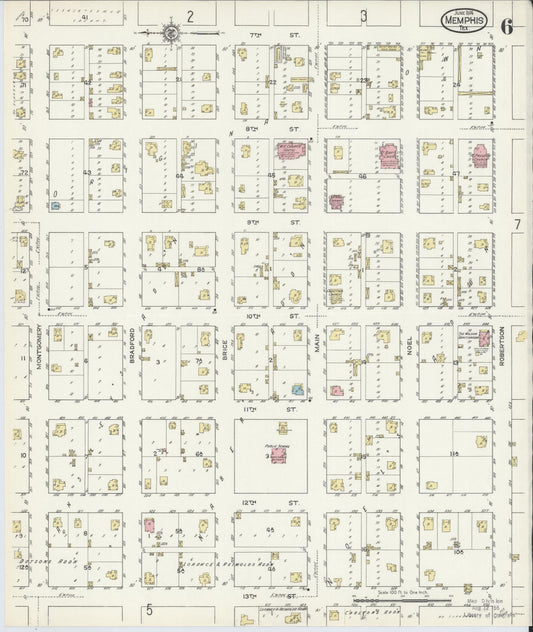 Sanborn Fire Insurance Map from Memphis, Hall County, Texas (1914), Sheet #0006 - Historic Sanborn Fire Insurance Map Print, vintage old map wall art, antique decor, genealogy gift, Texas Texas map
