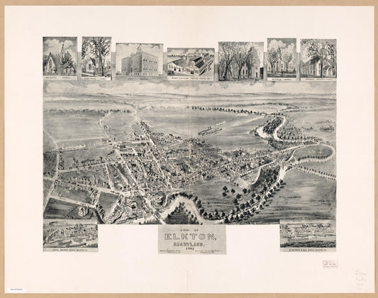 View of Elkton, Maryland. (1907) – Historic Bird’s-Eye View Panorama Print