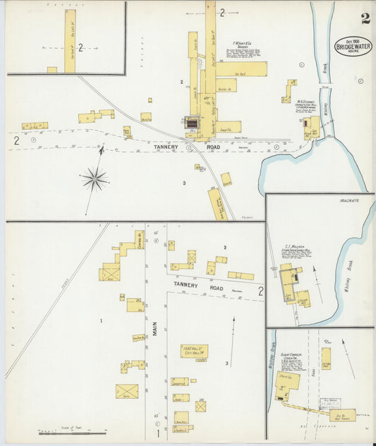 Sanborn Fire Insurance Map from Bridgewater, Aroostook County, Maine (1900), Sheet #0002 - Historic Sanborn Fire Insurance Map Print, vintage old map wall art, antique decor, genealogy gift, Maine Maine map
