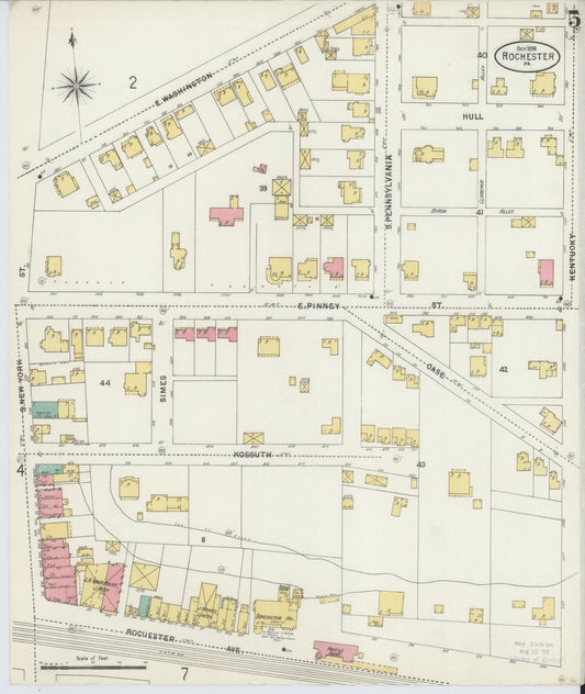 Sanborn Fire Insurance Map from Rochester, Beaver County, Pennsylvania (1898), Sheet #0005 - Historic Sanborn Fire Insurance Map Print, vintage old map wall art, antique decor, genealogy gift, Pennsylvania Pennsylvania map