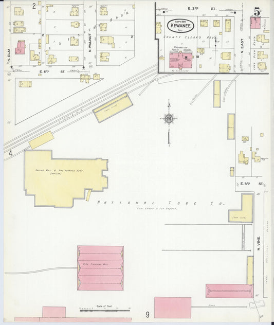 Sanborn Fire Insurance Map from Kewanee, Henry County, Illinois (1910), Sheet #0005 - Historic Sanborn Fire Insurance Map Print, vintage old map wall art, antique decor, genealogy gift, Illinois Illinois map