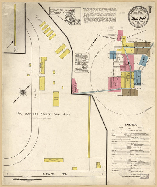 Sanborn Fire Insurance Map from Bel Air, Harford County, Maryland. (1921) – Historic Sanborn Fire Insurance Map Print