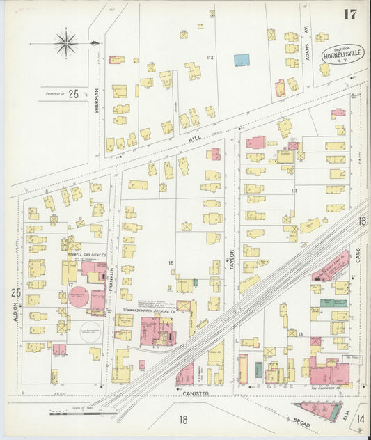 Sanborn Fire Insurance Map from Hornell, Steuben County, New York (1904), Sheet #0017 - Historic Sanborn Fire Insurance Map Print, vintage old map wall art, antique decor, genealogy gift, New York New York map