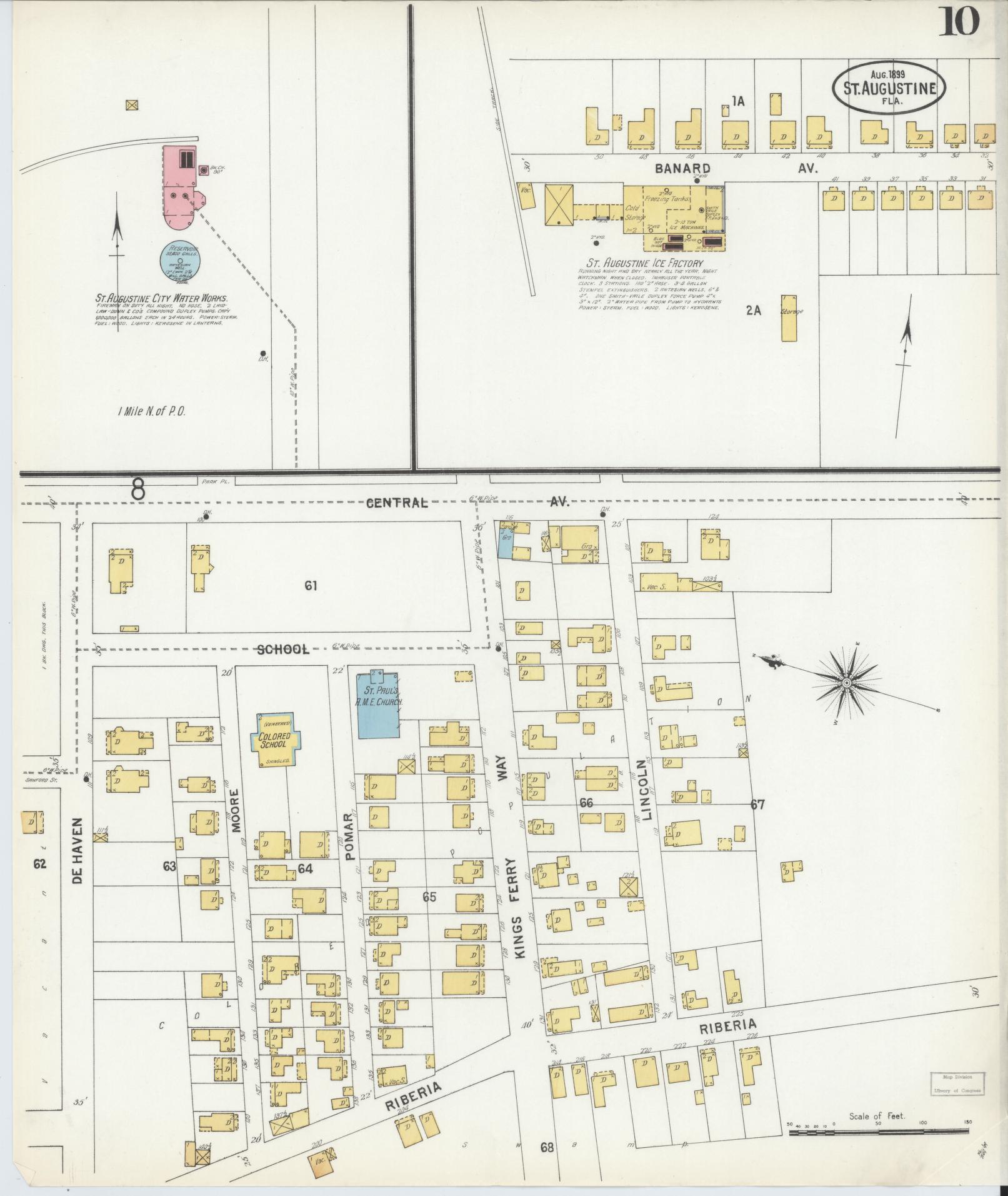 Sanborn Fire Insurance Map from Saint Augustine, Saint John's County, Florida (1899), Sheet #0010 - Complete Map Set gallery image, historic Sanborn map, vintage wall art, Florida Florida