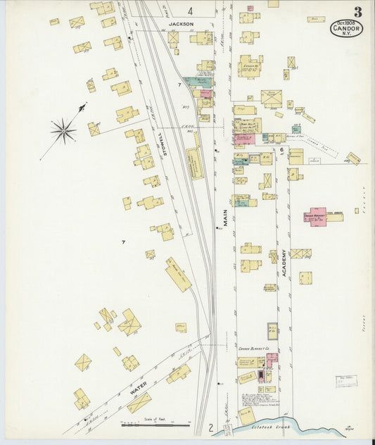 Sanborn Fire Insurance Map from Candor, Tioga County, New York (1908), Sheet #0003 - Historic Sanborn Fire Insurance Map Print, vintage old map wall art, antique decor, genealogy gift, New York New York map
