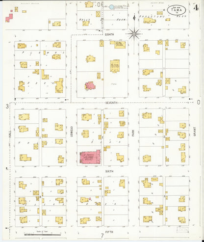 Sanborn Fire Insurance Map from Tama, Tama County, Iowa (1906), Sheet #0004 - Historic Sanborn Fire Insurance Map Print, vintage old map wall art