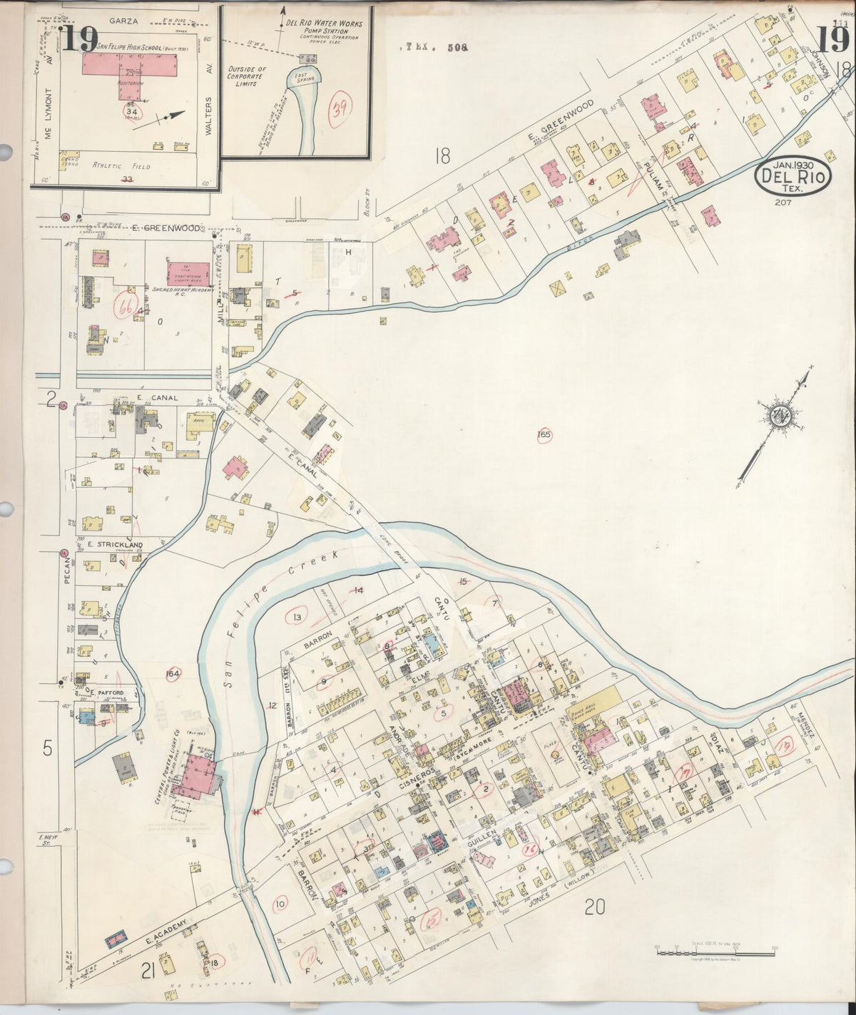 Sanborn Fire Insurance Map from Del Rio, Val Verde County, Texas (1948), Sheet #0019 - Complete Map Set gallery image, historic Sanborn map, vintage wall art, Texas Texas
