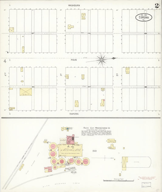 Sanborn Fire Insurance Map from Corona, Riverside County, California (1900), Sheet #0002 - Historic Sanborn Fire Insurance Map Print, vintage old map wall art, antique decor, genealogy gift, California California map