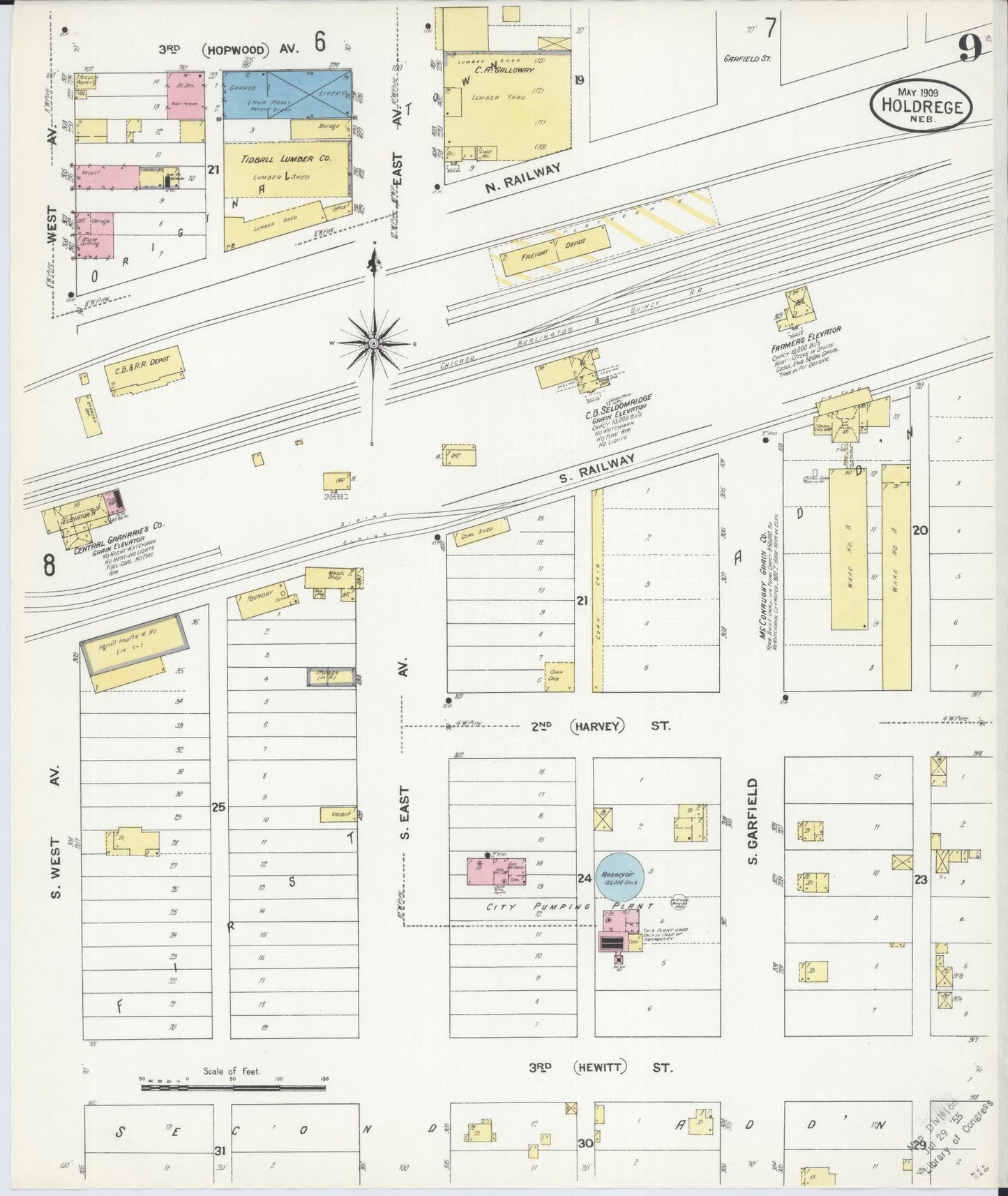Sanborn Fire Insurance Map from Holdrege, Phelps County, Nebraska (1909), Sheet #0009 - Historic Sanborn Fire Insurance Map Print, vintage old map wall art, antique decor, genealogy gift, Nebraska Nebraska map