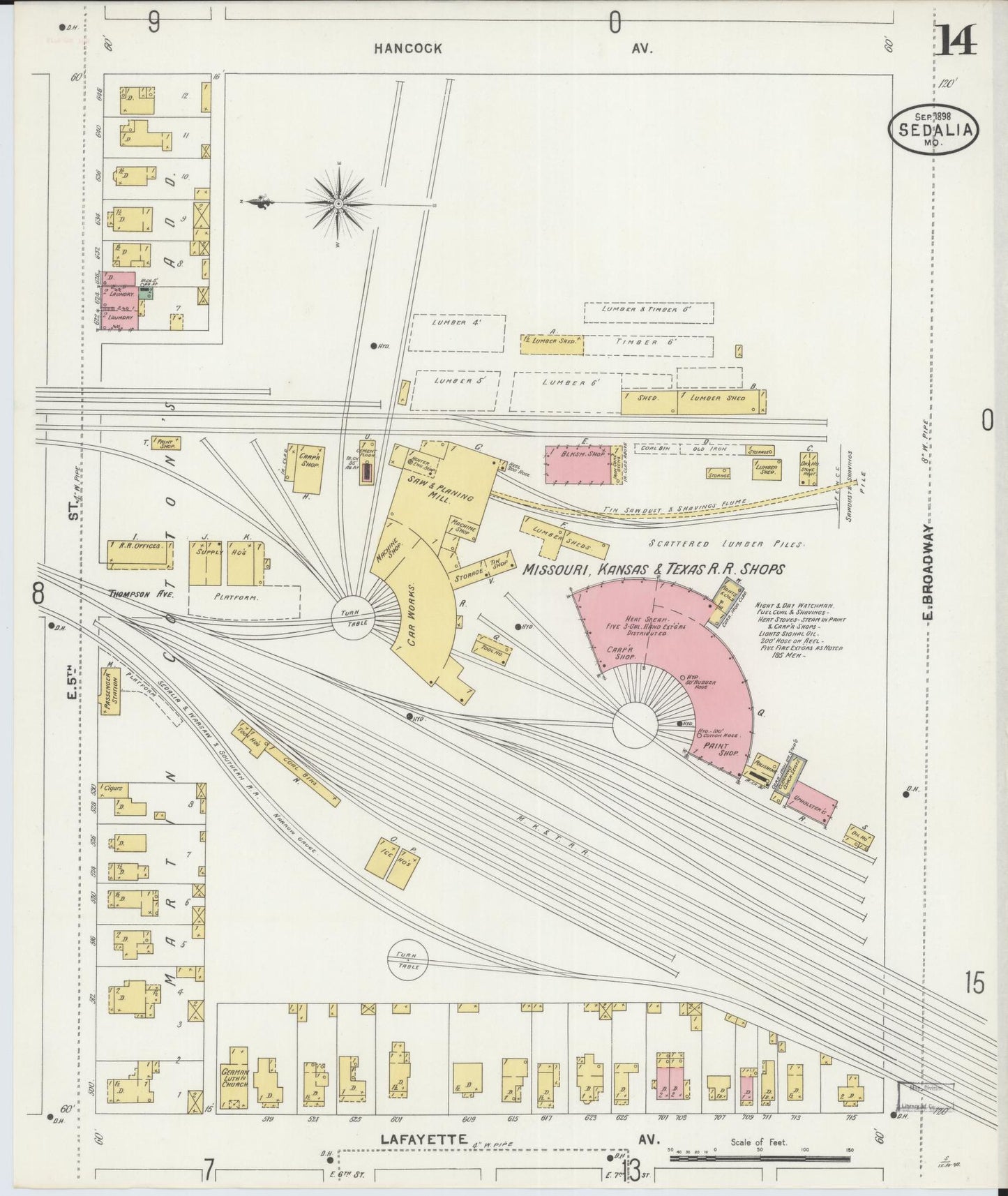 Sanborn Fire Insurance Map from Sedalia, Pettis County, Missouri (1898), Sheet #0014 - Complete Map Set gallery image, historic Sanborn map, vintage wall art, Missouri Missouri