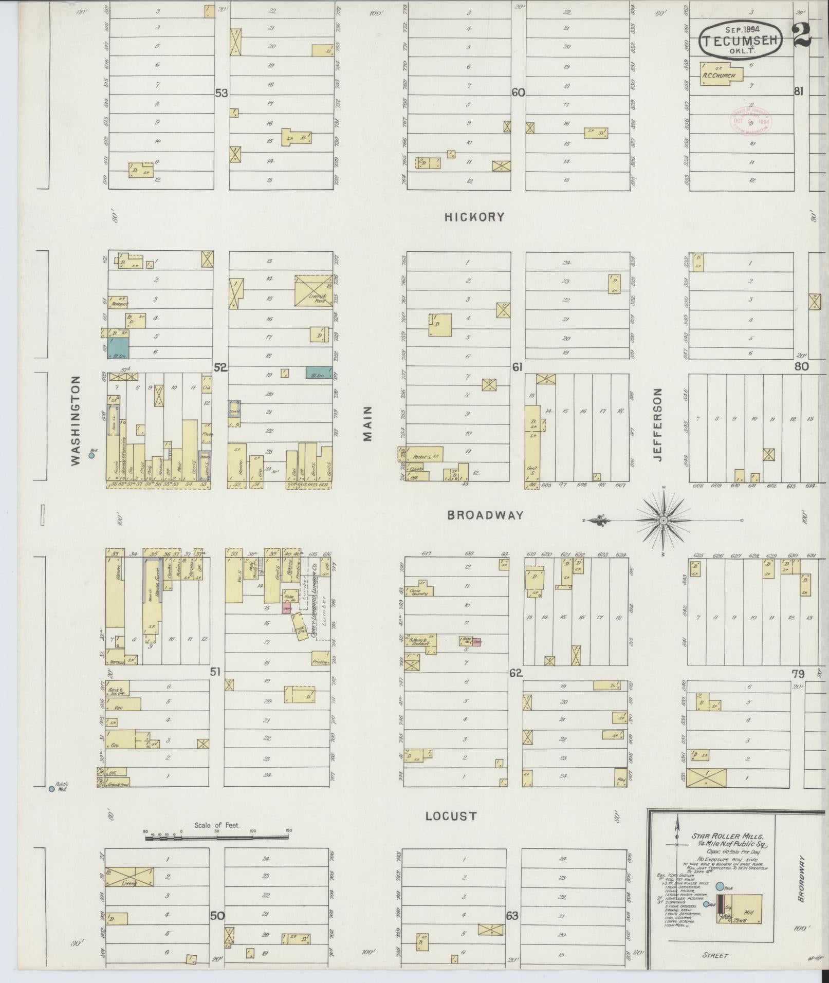 Sanborn Fire Insurance Map from Tecumseh, Pottawatomie County, Oklahoma (1894), Sheet #0002 - Historic Sanborn Fire Insurance Map Print, vintage old map wall art, antique decor, genealogy gift, Oklahoma Oklahoma map