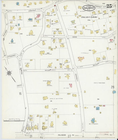 Sanborn Fire Insurance Map from Englewood, Bergen County, New Jersey (1915), Sheet #0025 - Complete Map Set gallery image, historic Sanborn map, vintage wall art, New Jersey New Jersey