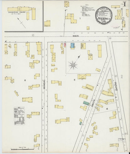 Sanborn Fire Insurance Map from Fryeburg, Oxford County, Maine (1892), Sheet #0001 - Complete Map Set gallery image, historic Sanborn map, vintage wall art, Maine Maine