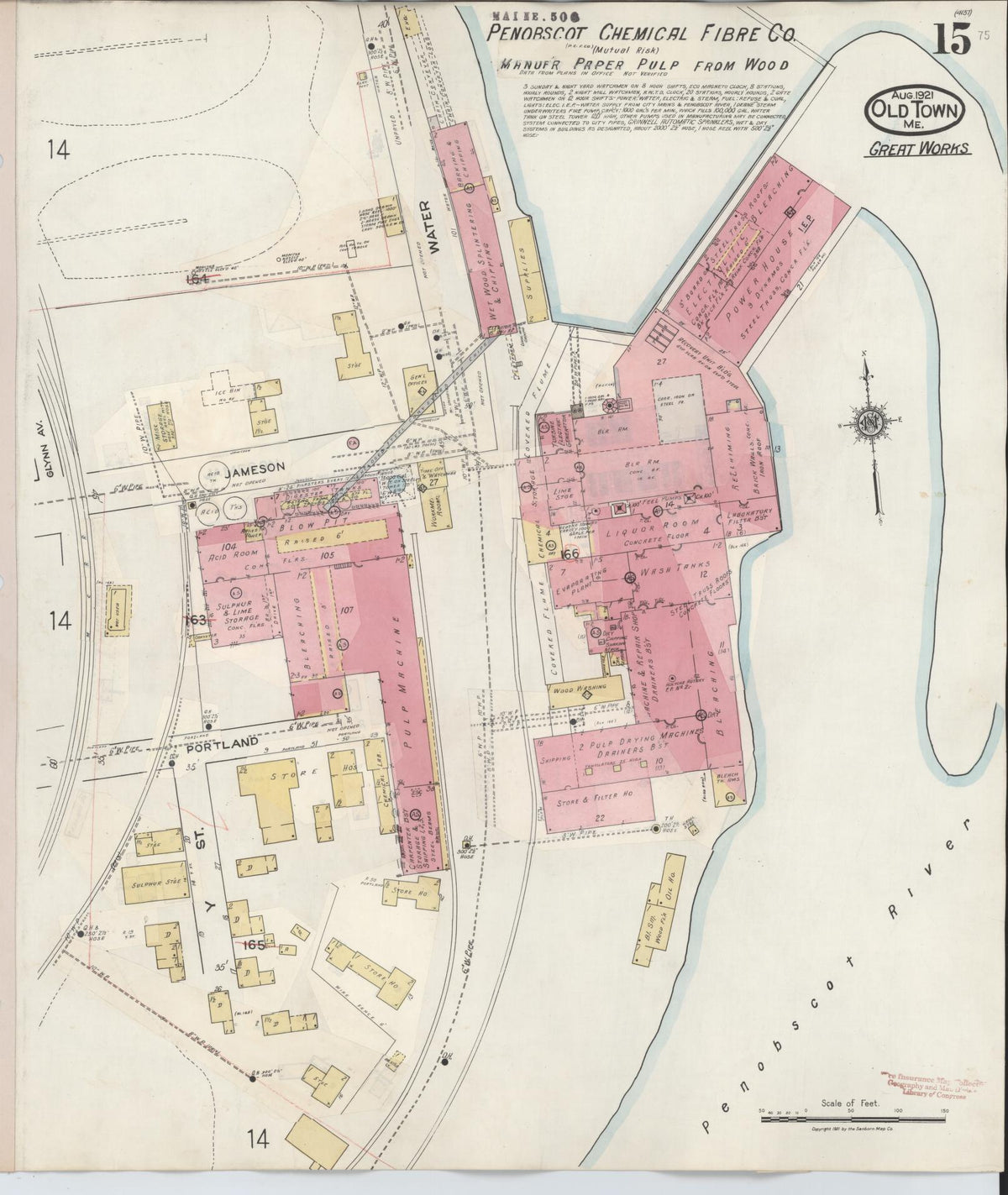 Sanborn Fire Insurance Map from Old Town, Penobscot County, Maine (1948), Sheet #0015 - Complete Map Set gallery image, historic Sanborn map, vintage wall art, Maine Maine