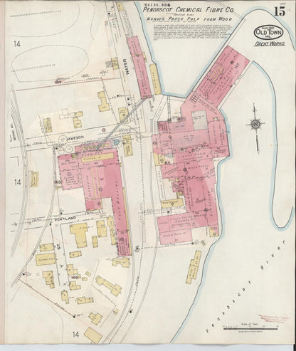 Sanborn Fire Insurance Map from Old Town, Penobscot County, Maine (1948), Sheet #0015 - Complete Map Set gallery image, historic Sanborn map, vintage wall art, Maine Maine