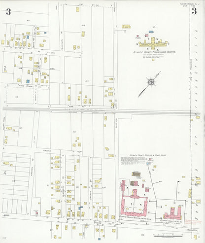 Sanborn Fire Insurance Map from Northfield, Atlantic County, New Jersey (1933), Sheet #0003 - Complete Map Set gallery image, historic Sanborn map, vintage wall art, New Jersey New Jersey