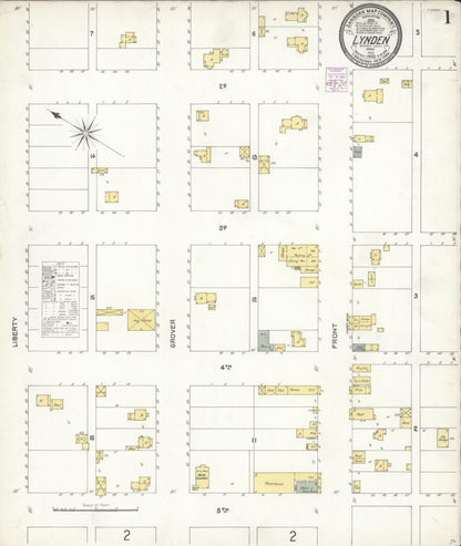Sanborn Fire Insurance Map from Lynden, Whatcom County, Washington (1903), Sheet #0001 - Complete Map Set gallery image, historic Sanborn map, vintage wall art, Washington Washington