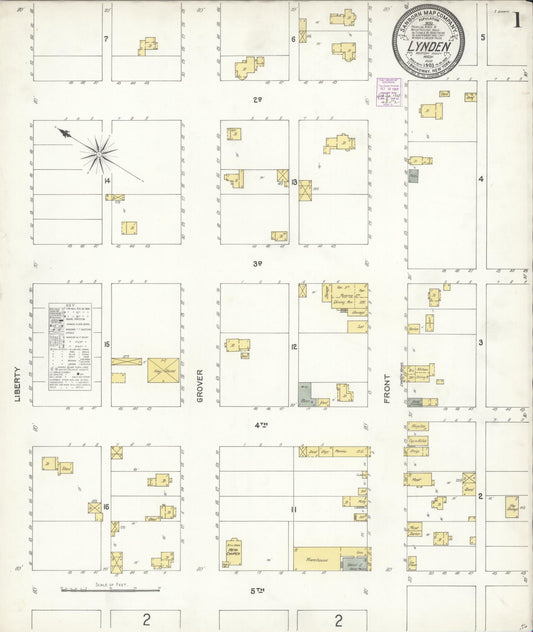 Sanborn Fire Insurance Map from Lynden, Whatcom County, Washington (1903), Sheet #0001 - Complete Map Set gallery image, historic Sanborn map, vintage wall art, Washington Washington