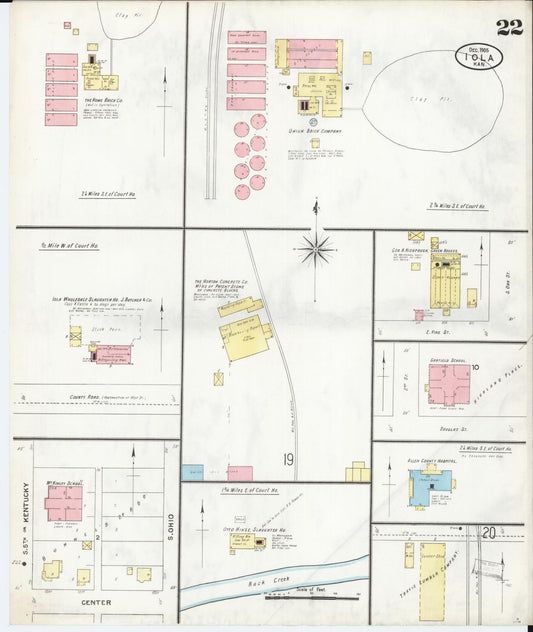 Sanborn Fire Insurance Map from Iola, Allen County, Kansas (1905), Sheet #0022 - Historic Sanborn Fire Insurance Map Print, vintage old map wall art, antique decor, genealogy gift, Kansas Kansas map
