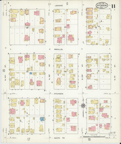 Sanborn Fire Insurance Map from Atchison, Atchison County, Kansas (1916), Sheet #0011 - Complete Map Set gallery image, historic Sanborn map, vintage wall art, Kansas Kansas