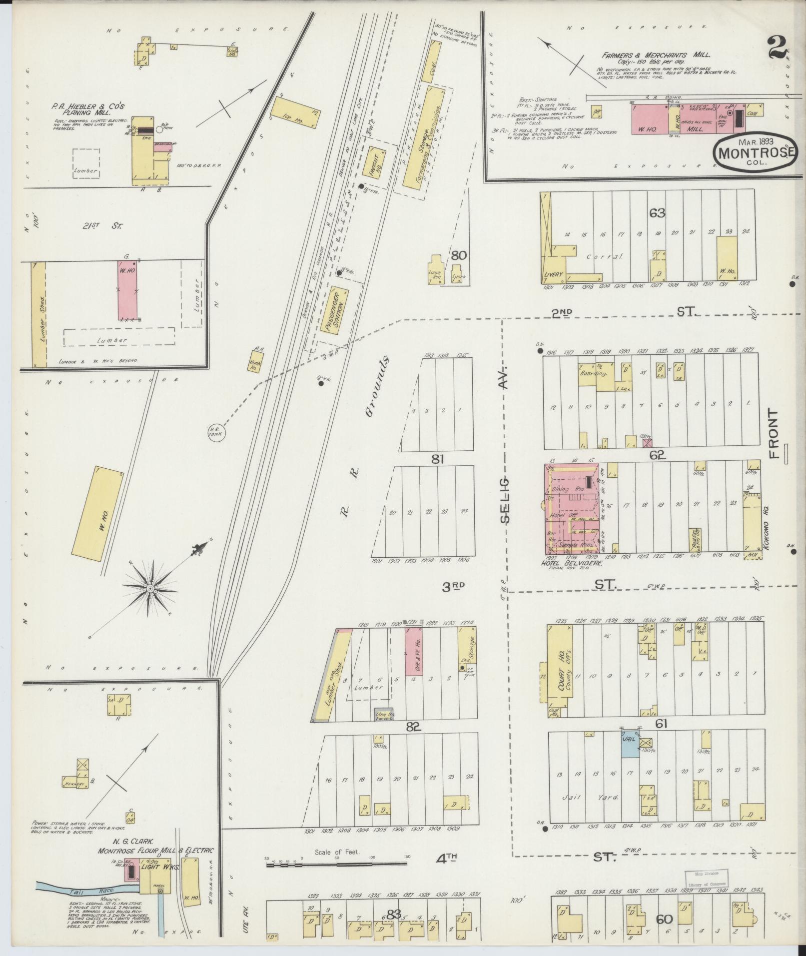 Sanborn Fire Insurance Map from Montrose, Montrose County, Colorado (1893), Sheet #0002 - Historic Sanborn Fire Insurance Map Print, vintage old map wall art, antique decor, genealogy gift, Colorado Colorado map