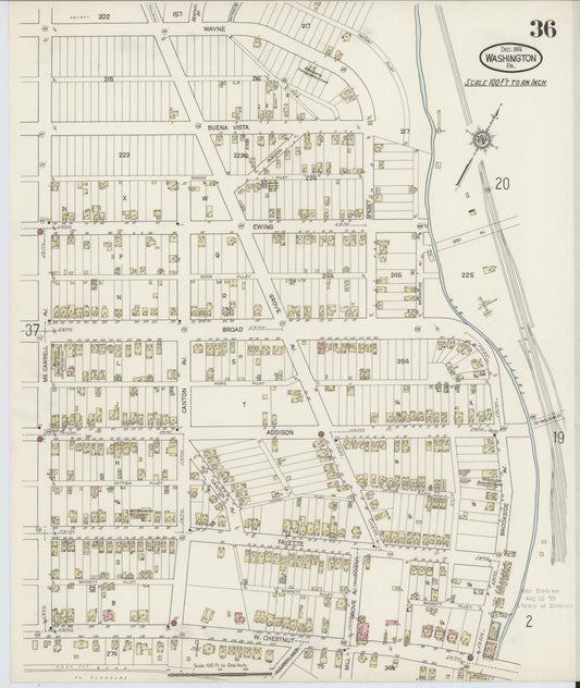 Sanborn Fire Insurance Map from Washington, Washington County, Pennsylvania (1914), Sheet #0036 - Historic Sanborn Fire Insurance Map Print, vintage old map wall art, antique decor, genealogy gift, Sanborn Fire Insurance Map from Washington Washington map