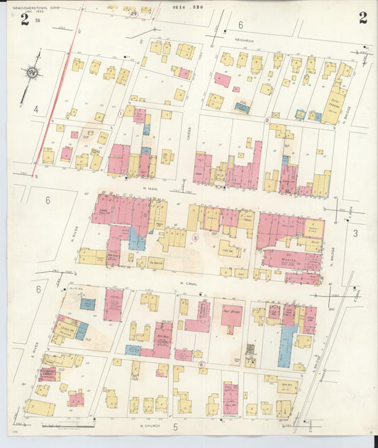 Sanborn Fire Insurance Map from Newcomerstown, Tuscarawas County, Ohio (1933), Sheet #0002 - Historic Sanborn Fire Insurance Map Print, vintage old map wall art, antique decor, genealogy gift, Ohio Ohio map