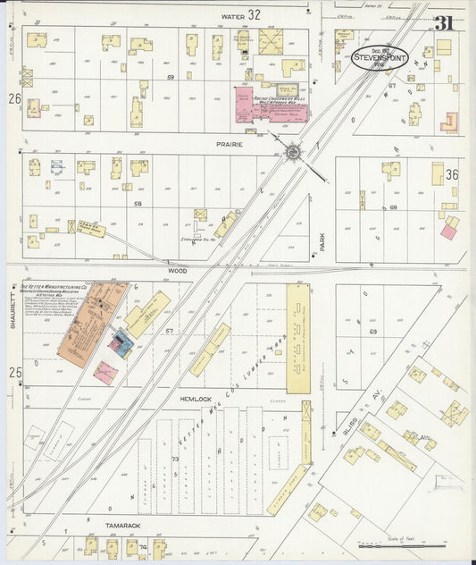 Sanborn Fire Insurance Map from Stevens Point, Portage County, Wisconsin (1912), Sheet #0031 - Historic Sanborn Fire Insurance Map Print, vintage old map wall art, antique decor, genealogy gift, Wisconsin Wisconsin map