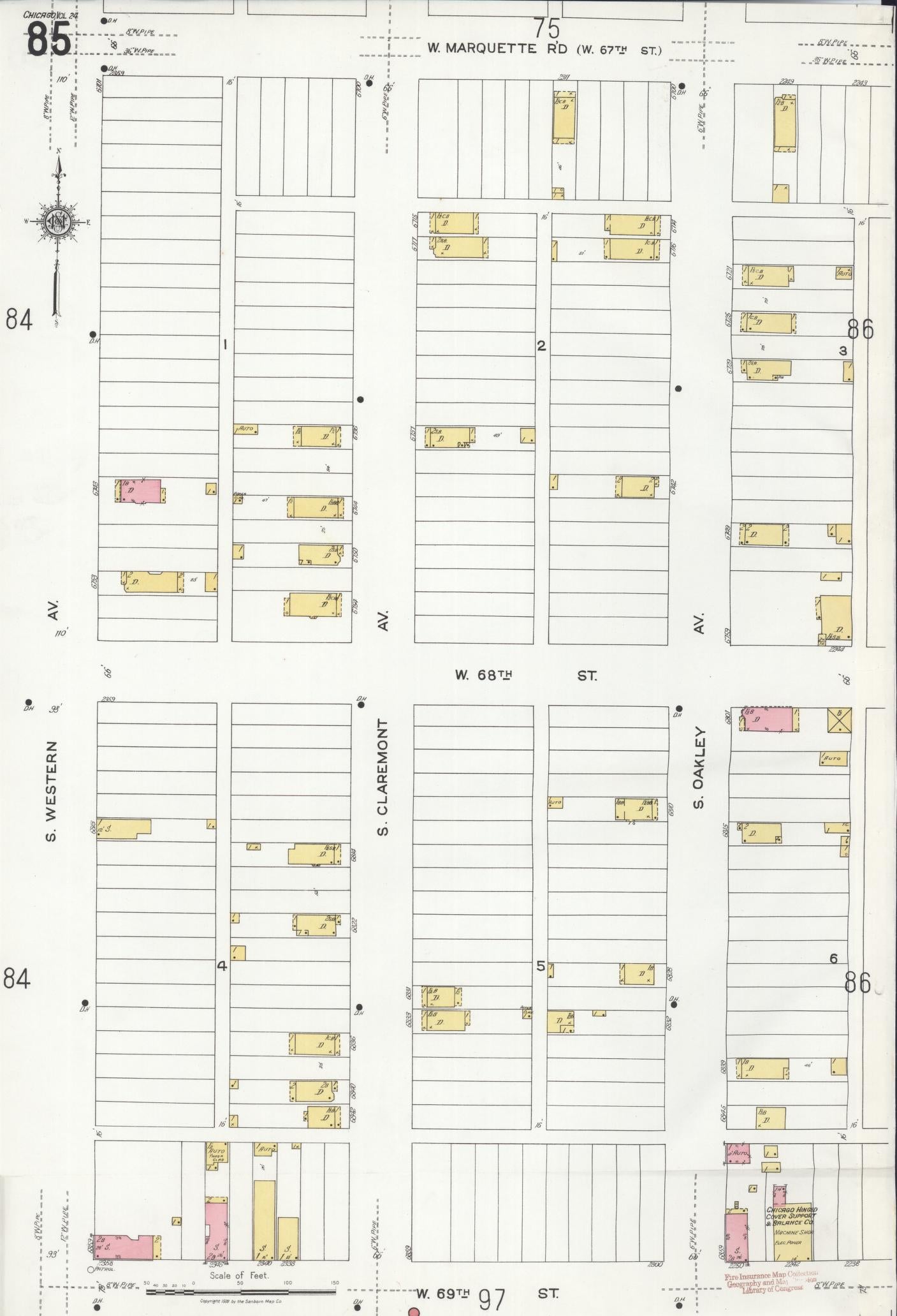 Sanborn Fire Insurance Map from Chicago, Cook County, Illinois (1920), Sheet #0085 - Historic Sanborn Fire Insurance Map Print, vintage old map wall art, antique decor, genealogy gift, Illinois Illinois map