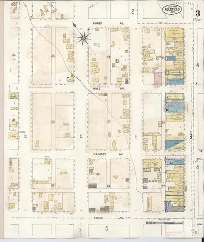Sanborn Fire Insurance Map from Goldfield, Esmeralda County, Nevada (1917), Sheet #0003 - Complete Map Set gallery image, historic Sanborn map, vintage wall art, Nevada Nevada