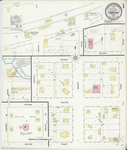 Sanborn Fire Insurance Map from Cambridge, Furnas County, Nebraska (1909), Sheet #0001 - Complete Map Set gallery image, historic Sanborn map, vintage wall art, Nebraska Nebraska